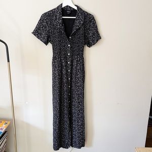 Vintage Butterfly Print Midi Dress • M